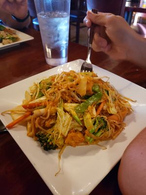 Noodles with fried tofu and broccoli at Thai Taste in Charlotte