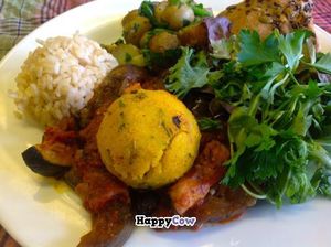 Aubergine Stew with Potato balls at Graenn Kostur in Reykjavik