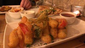 Veg tempura & pancakes  at Brooks in Ilkley