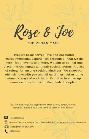 About us at Rose & Joe  in Mumbai