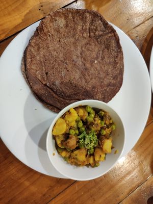 Potato bhaji with Ragi roti at Rose & Joe  in Mumbai