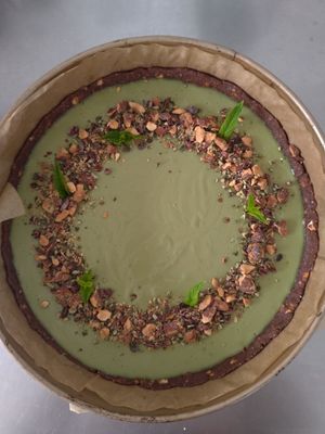 Mint and Matcha NoCheesecake at Tâmaras e Cacau in Nisa
