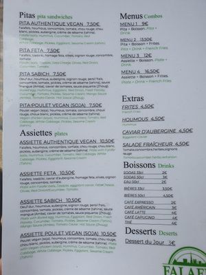 Menu - 11.4.23 at Falafel For You in Paris