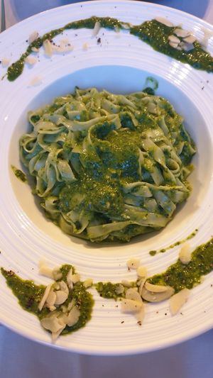 Vegan Pesto ant tofu pasta at Antica Locanda Luigina in Mattarana