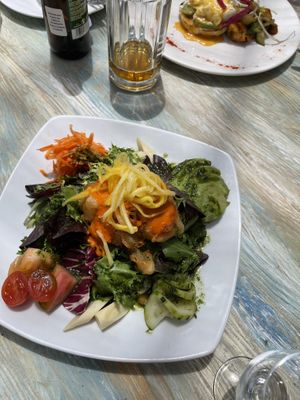 Vegan salad with artichoke tempeh   at Tito's in Mojacar