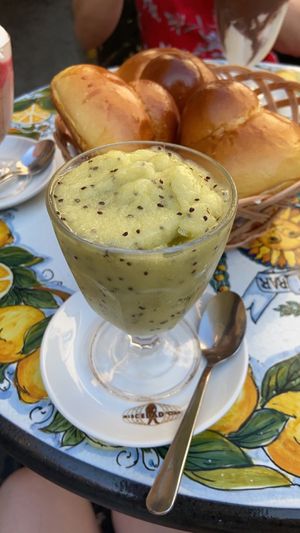 Kiwi granita   at Bam Bar in Taormina