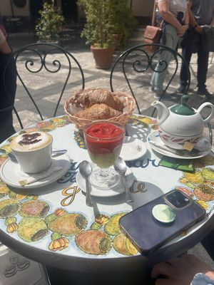 Granita was very fresh and fruity  Croissant was fresh and filled with jam. Coffee was also very good. Everything was delicious!   at Bam Bar in Taormina