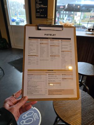Menu at Café Pistolet in Bruges