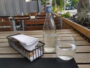 everything is beautiful, even the bottle from a local source at Quellenhof in Gossau