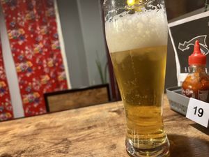 beer with ice cubes (!)   at Vegan 1983 in Erfurt