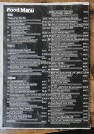 Menu auto-translated English   at Vegan 1983 in Erfurt