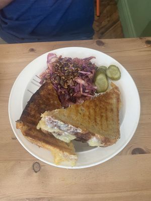 Grilled cheese sandwich with slaw  at Root in Hythe