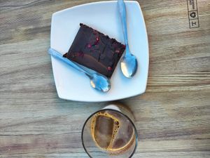 Tarta vegana de chocolate at La Tarara de Guaso in Huesca