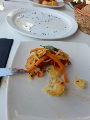 Potato mashed with carrot and parsnips at La Tarara de Guaso in Huesca