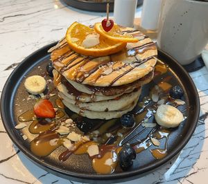 Große Portion vegane Pancakes mit Nus Nougat Creme  at Endless in Leipzig