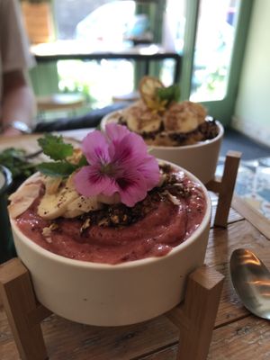 Smoothie bowls - pink vibes and sunshine 🌸🌞  at VIBE Plant Based Cafe & Restaurant in Douglas
