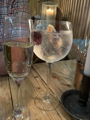 Prosecco & Fynoderee Gin  at VIBE Plant Based Cafe & Restaurant in Douglas