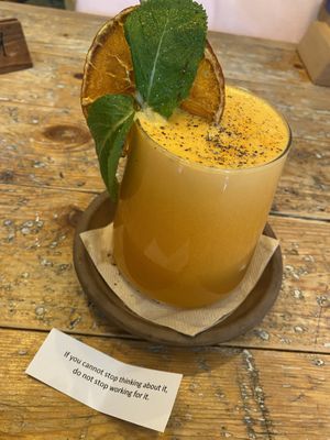 Liquid gold (dreamy!)  at VIBE Plant Based Cafe & Restaurant in Douglas