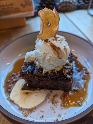 Sticky toffee pudding at VIBE Plant Based Cafe & Restaurant in Douglas