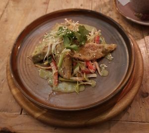 Aubergine salad at VIBE Plant Based Cafe & Restaurant in Douglas