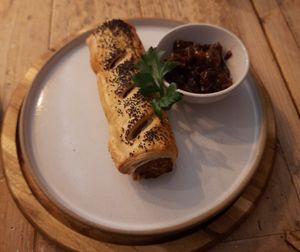 Breakfast sausage roll at VIBE Plant Based Cafe & Restaurant in Douglas