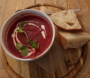 Beetroot Soup at VIBE Plant Based Cafe & Restaurant in Douglas