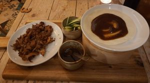 Chinese Cauliflower pancakes at VIBE Plant Based Cafe & Restaurant in Douglas