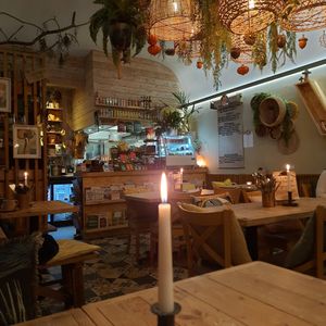 Interior showing kitchen, drinks & extras at VIBE Plant Based Cafe & Restaurant in Douglas