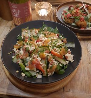 Strawberry, avo and courgette salad at VIBE Plant Based Cafe & Restaurant in Douglas