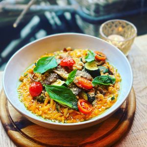 Pasta special - orzo paprikash   at VIBE Plant Based Cafe & Restaurant in Douglas