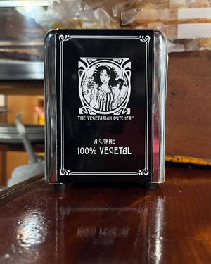 The Vegetarian Butcher at the counter. at Faísca in Santana