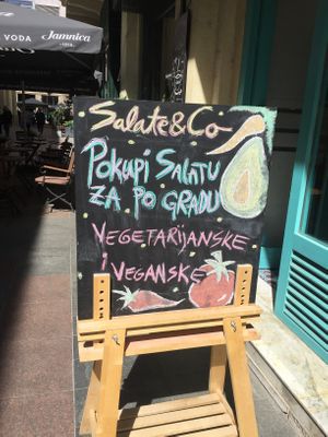 The sign that caught my eye. at Salate & Co in Zagreb