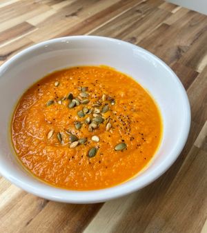 Sweet potato & carrot soup at High Vibes Juicery in Park City