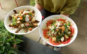 ROASTED EGGPLANT SALAD
SPICED TOMATO & CHICKPEA SALAD at Moto Laurie in Da Lat