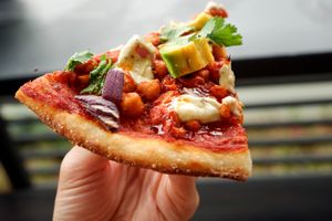 BUFFALO CHICKPEA & AVOCADO PIZZA at Moto Laurie in Da Lat