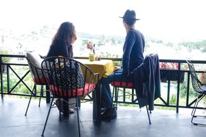 We have a great balcony with a nice view over the city valley at Moto Laurie in Da Lat