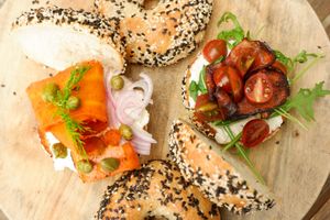 Vegan Bagel & cream cheese, smoked salmon or bacon at Moto.Laurie Cafe & Bistro at Moto Laurie in Da Lat