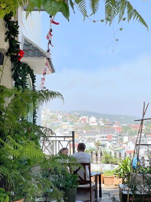 Nice view from the lovers table at Moto Laurie in Da Lat