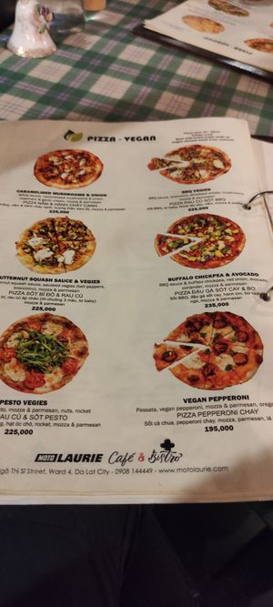 Vegan menu at Moto Laurie in Da Lat