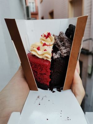 Vegan muffin... Half because the other was already been eaten! They were so delicious! at Chök - Sevilla in Sevilla