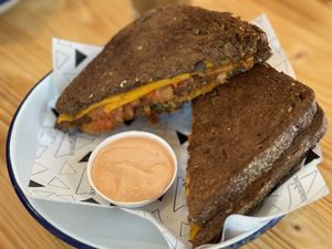 Vegan kimchi grilled toast  at Toastable in The Hague