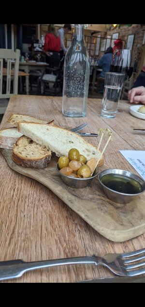 Bread & olives at Beetle and Wedge Boathouse in Moulsford