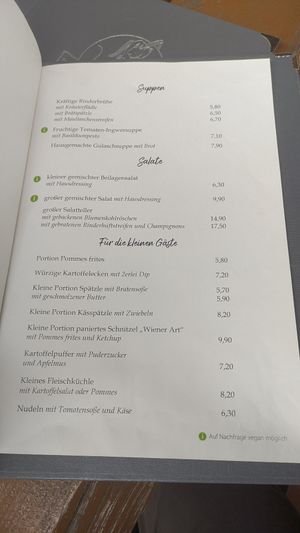 Menü Seite 1 at Hündle Berggaststätte in Oberstaufen