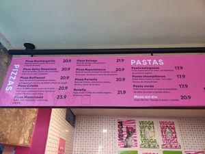 Menu pizza y pasta at Vegga in Bogota
