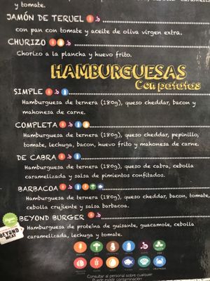 Menu  at Bocateria Marbore in Torla-ordesa