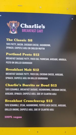 Menu at Charlie's Breakfast Cart in Portland