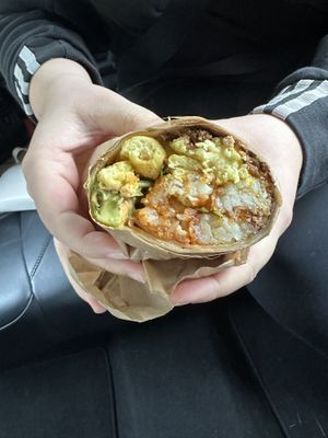 Burrito with just egg instead of tofu scramble #Veganuary at Charlie's Breakfast Cart in Portland