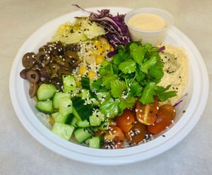 Greek Buddha bowl  at Java Dive Organic Cafe - Mediterranean Restaurant in Bee Cave
