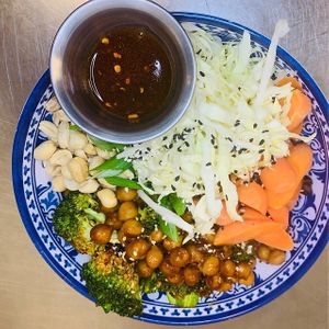 Kung Pao Buddha Bowl With tofu or more vegetables  at Java Dive Organic Cafe - Mediterranean Restaurant in Bee Cave