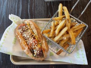 Meatball sub with fries (made with impossible meat)  at Plantology  in San Antonio
